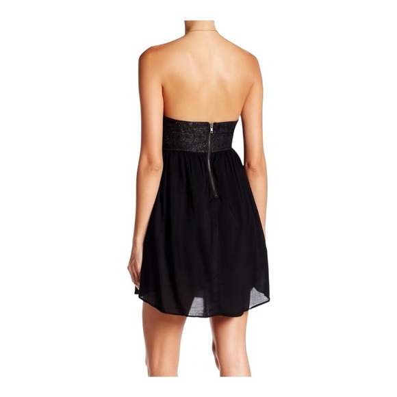 One Teaspoon Silver and Black Nickels & Dimes Strapless Babydoll Mini Dress NWT - Picture 3 of 12
